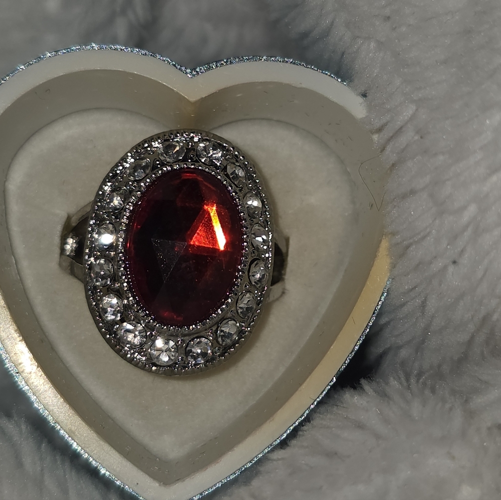 .925 Sterling Silver Cocktail Ruby Ring - image 3